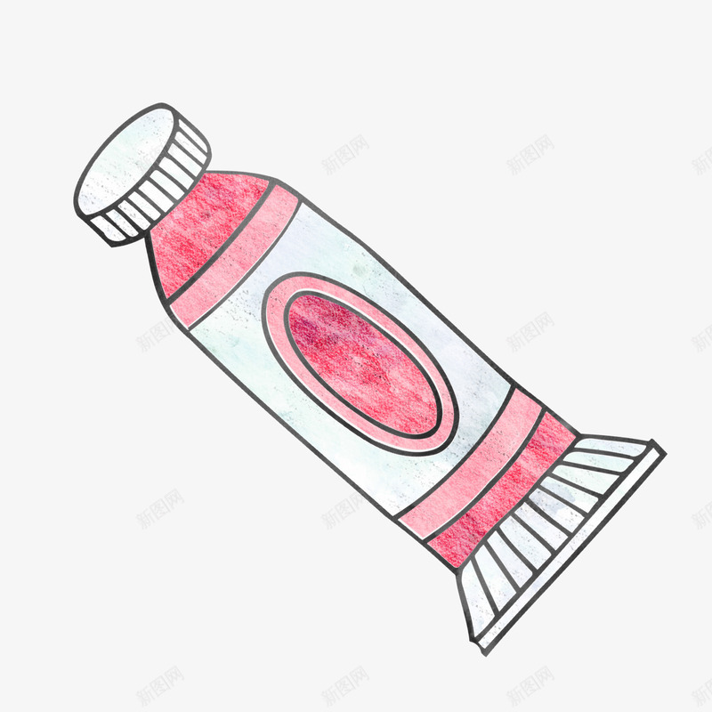 粉红色的牙膏手绘png免抠素材_新图网 https://ixintu.com 卡通 可爱 学校板报 彩色 日常用品 牙膏 牙膏图案 黑板粉笔画