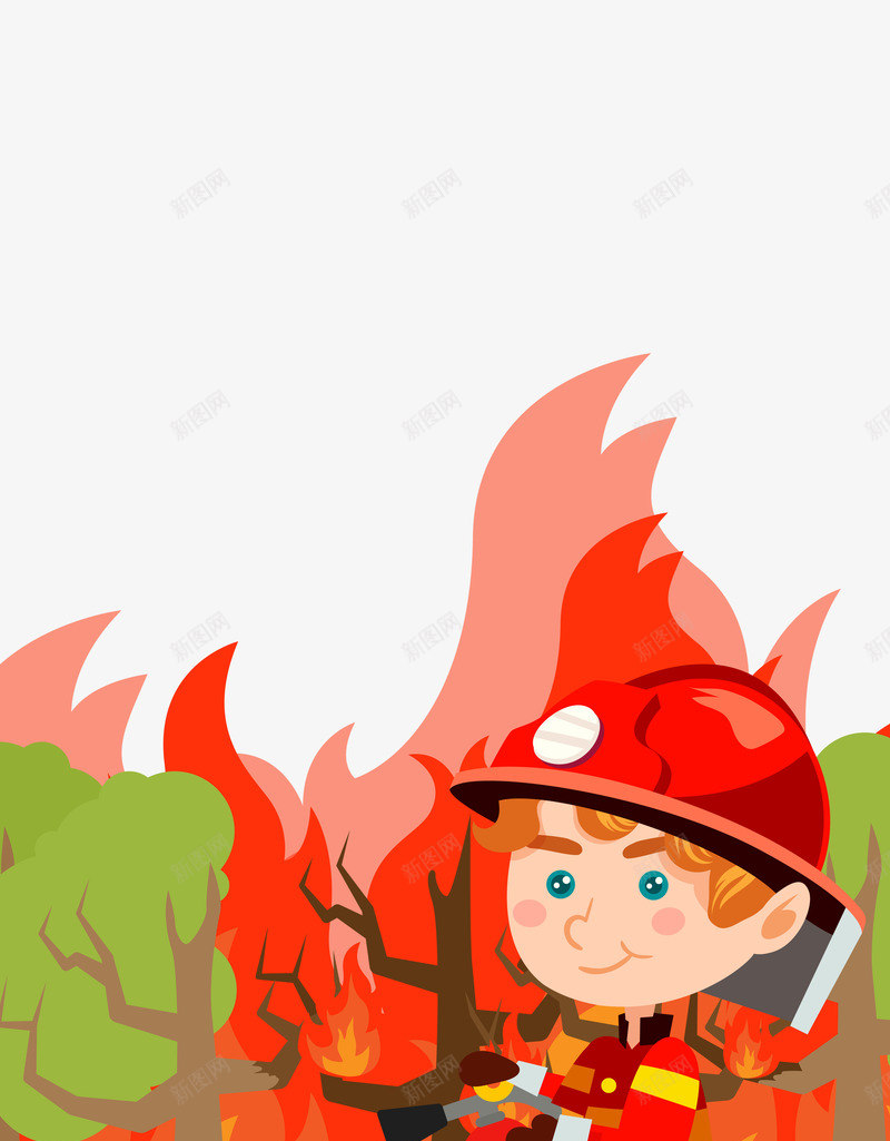 彩色创意森林大火元素psd免抠素材_新图网 https://ixintu.com 创意 卡通 大火 彩色 插画 森林 植物 灭火