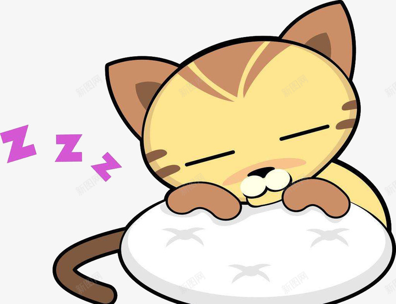 睡觉的小猫png免抠素材_新图网 https://ixintu.com 个性 卡通 可爱 趣味 馋猫