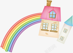漂亮的房子彩虹房子高清图片