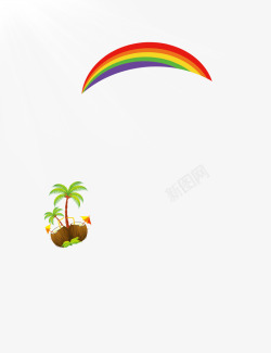 鐢靛晢淇冮攒彩虹椰树高清图片