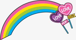 卡通彩虹心形标示素材