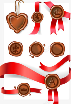 浪漫巧克力红色丝带浪漫心形元素矢量图高清图片