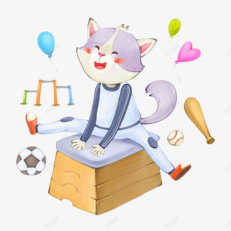 跳鞍马的小猫png免抠素材_新图网 https://ixintu.com 小猫 足球 运动的 锻炼 高兴地