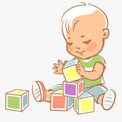 宝宝玩玩具积木宝宝玩积木插画矢量图高清图片