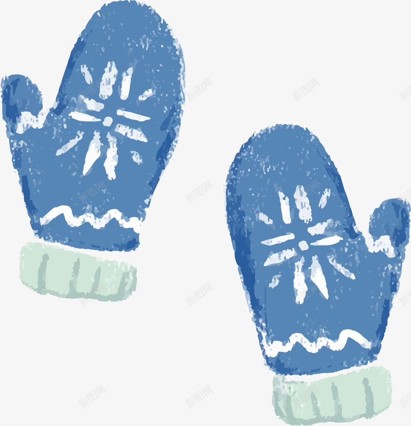 冬季蓝色毛线手套png免抠素材_新图网 https://ixintu.com 冬天手套 冬季手套 毛线手套 水彩 温暖手套 蓝色手套
