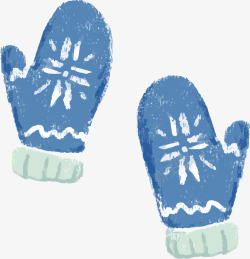 冬季蓝色毛线手套素材