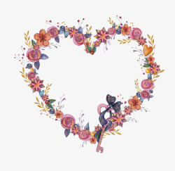 立体花朵心型手绘卡通浪漫心形花环高清图片