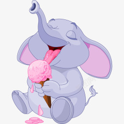 吃冰淇淋的大象素材