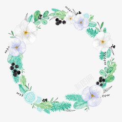 水彩七彩鲜花花环一个手绘的白花花圈矢量图高清图片