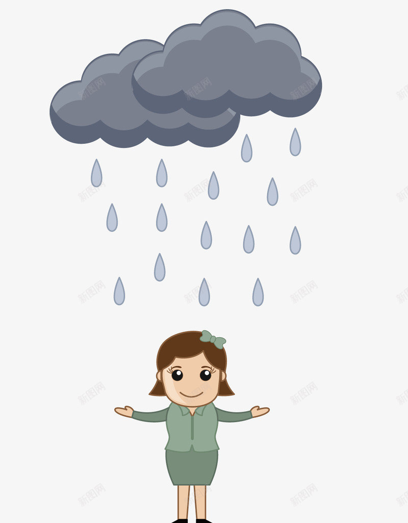 下雨插画矢量图ai免抠素材_新图网 https://ixintu.com 下雨 下雨天 下雨效果 乌云 卡通插画 小女孩 矢量图 矢量素材 阴雨天气 雨滴