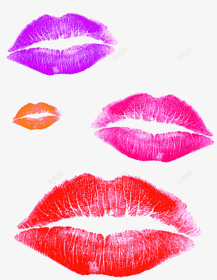 多彩唇印png免抠素材_新图网 https://ixintu.com 口红宣传素材 唇印素材 多彩风格 性感风格 情人节素材