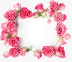 浪漫粉红玫瑰边框情人节装饰ps素材