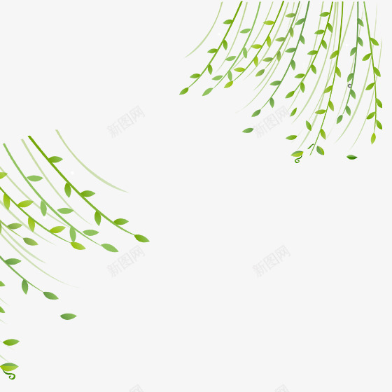 绿色飘扬的垂柳元素png免抠素材_新图网 https://ixintu.com 卡通插画 树叶 植物 生长 纹理 绿色 飘落