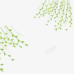 植物树叶绿色飘扬的垂柳元素高清图片
