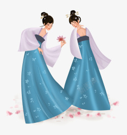 唐朝服饰手绘古代美女人物1高清图片
