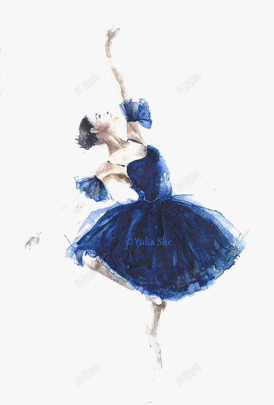 舞蹈女生png免抠素材_新图网 https://ixintu.com 优雅 卡通 女生 手绘 插画 蓝色 裙子 跳舞