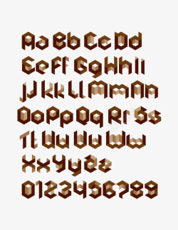 褐色立体字母装饰素材