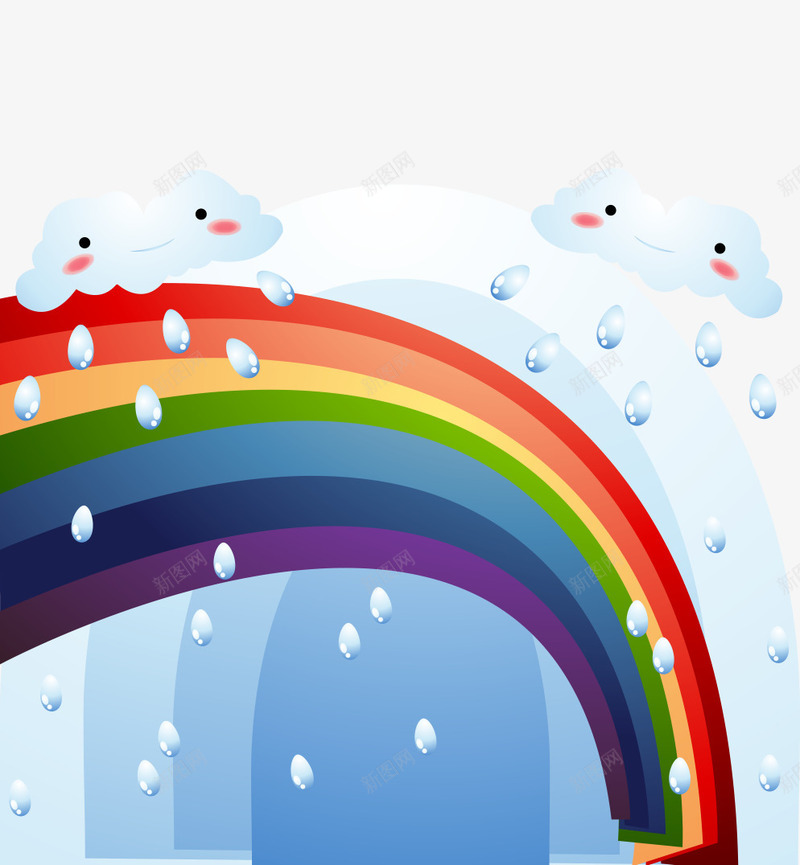 卡通手绘下雨彩虹矢量图ai免抠素材_新图网 https://ixintu.com 下雨动画 卡通的下雨 平面下雨素材 手绘的彩虹 矢量下雨 矢量图 矢量彩虹