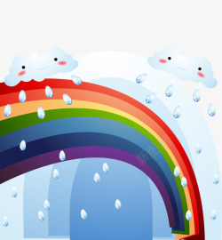 平面下雨素材卡通手绘下雨彩虹矢量图高清图片