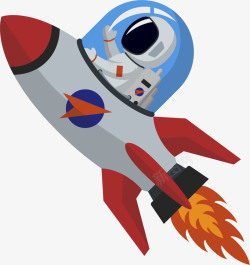 矢量火箭卡通创意坐火箭宇航员人物插画高清图片