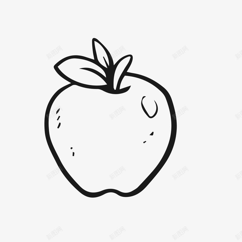 卡通苹果png免抠素材_新图网 https://ixintu.com 卡通 手绘 水果 简洁流畅 简笔画 苹果 黑色线条