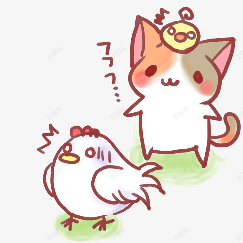 可爱小猫png免抠素材_新图网 https://ixintu.com 动物 卡通 可爱 小鸡 馋猫