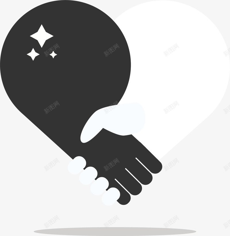 黑白色商务合作握手矢量图图标ai_新图网 https://ixintu.com 合作 合作握手 商务合作 握手 握手合作 矢量png 矢量图
