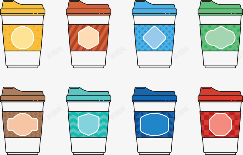 创意彩色咖啡杯矢量图eps免抠素材_新图网 https://ixintu.com 创意 咖啡杯 彩色 杯盖 矢量PNG 简约 颜色 矢量图