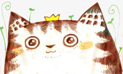 水彩手绘猫咪图案素材