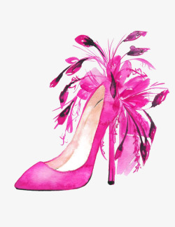 粉色高跟鞋羽毛鞋子高清图片