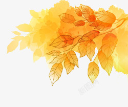 金黄秋季树叶素材