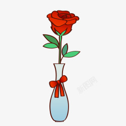 浪漫花瓶一朵玫瑰花高清图片