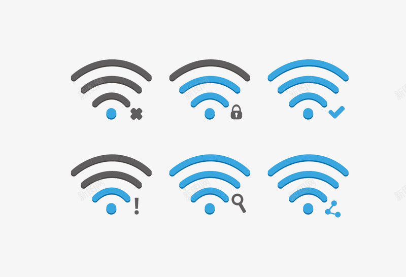 wifi各种信号图标png_新图网 https://ixintu.com WiFi 信号 信号传输 免费上网 科技