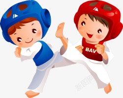 卡通拳击练拳击的小孩高清图片