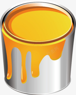 手绘黄色油漆桶素材