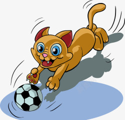 卡通追足球的猫素材