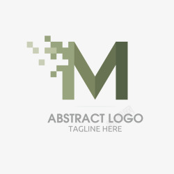矢量M字母LOGO设计免费灰绿色渐变logo矢量图图标高清图片