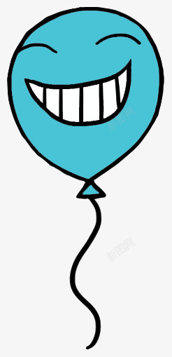 黑色笑脸png图片黑色线条边框蓝色笑脸气球图案高清图片