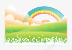 彩绘小花素材彩绘彩虹草原高清图片