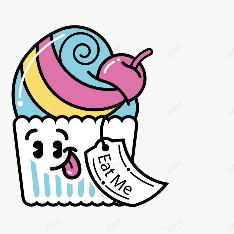 美味的冰激淋卡通图png免抠素材_新图网 https://ixintu.com 冰激淋 冷饮 卡通 标签 笑脸 美味的 英文字母