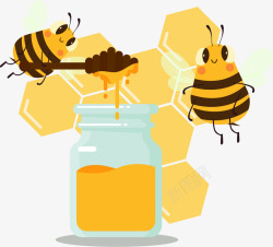 手绘小清新蜜蜂酿蜜插画图案矢量图素材