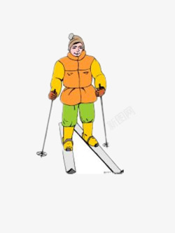 卡通滑雪者滑雪高清图片