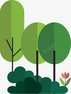 春天植树节卡通树叶卡通植物装饰插画矢量图高清图片