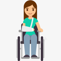 意外受伤轮椅女孩卡通插画矢量图高清图片
