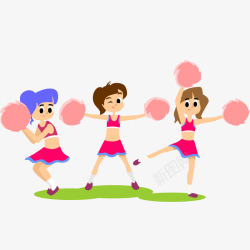 跳舞的啦啦队女学生跳啦啦操插画矢量图高清图片