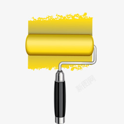 黄色油漆刷子刷漆矢量图素材