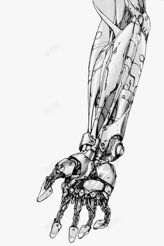 手绘机械手臂png免抠素材_新图网 https://ixintu.com 手绘胳膊 未来 机器人手 机械手臂 科幻 科技