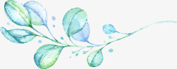 水彩枝条蓝色树叶高清图片