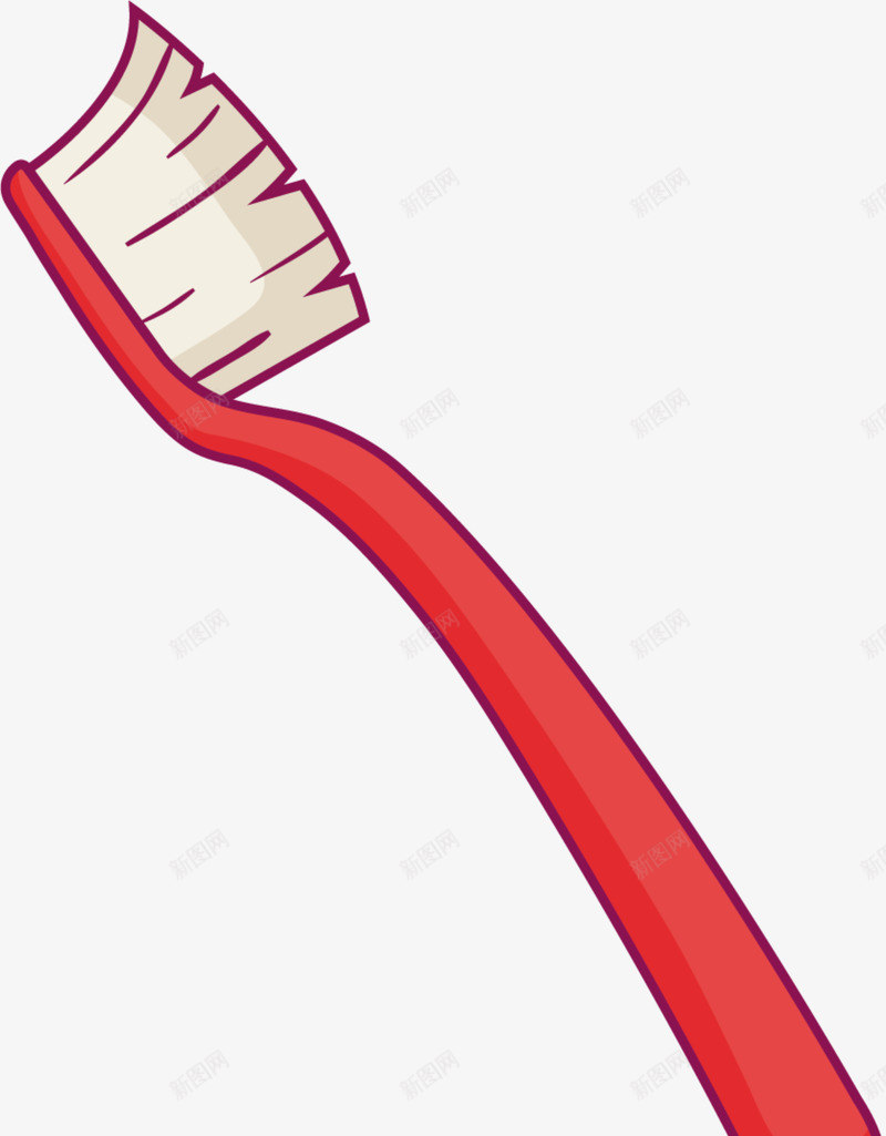 简约红色牙刷png免抠素材_新图网 https://ixintu.com 手绘牙刷 水彩 白色牙刷毛 童趣 简约牙刷 红色牙刷